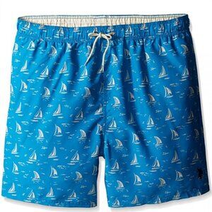 U.S. Polo Assn Mens XXL Swim Trunks Blue Sailboats